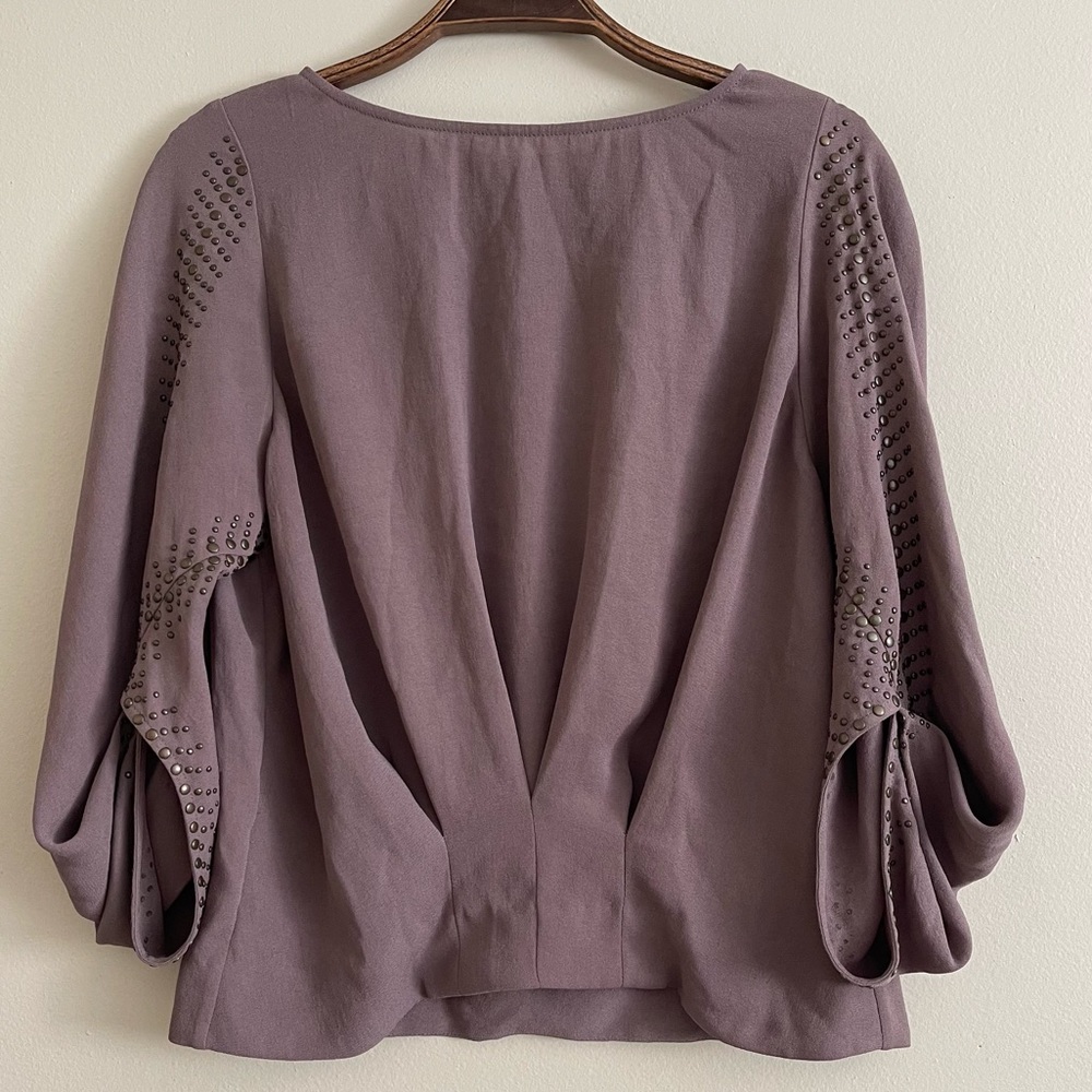 BCBGMaxAzria Brown Three Quarter Sleeve Bohemian Top
